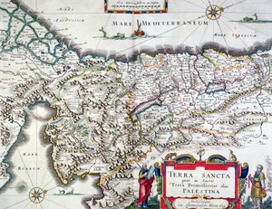 Kaart van het Heilige Land, gepubliceerd in Amsterdam, 1629