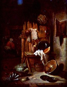 Een Keukeninterieur door Willem Kalf