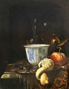 Stilleven met een Chinese porseleinen kom door Willem Kalf