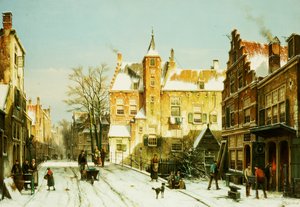 Een Nederlands dorp in de winter