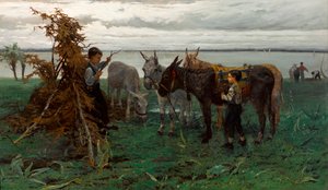 Jongens die ezels hoeden door Willem Maris