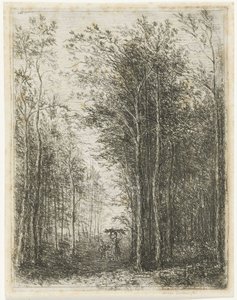 Boslandschap met houtsprokkelaars