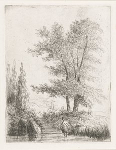 Heuvellandschap met baadster door Willem Matthias Jan van Dielen