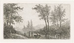 Rivierlandschap met bootje