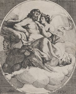 Jupiter en Juno zittend op wolken, met een adelaar die bliksemschichten vasthoudt linksonder, 1631 door Willem Panneels