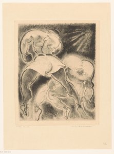 Twee boksende mannen door Willem Retera (signed by artist)