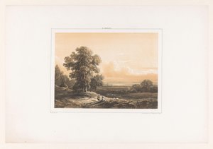 Landschap met twee figuren door Willem Roelofs (I)