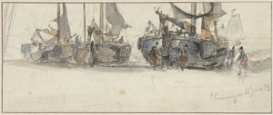 Vissersboten op het strand van Scheveningen
