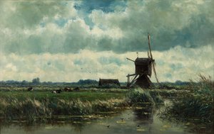 Polderlandschap met molen bij Abcoude