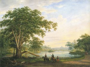 De tuinfaçade van het oude paleis van de gouverneur-generaal in Buitenzorg