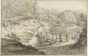 Duinlandschap met houten brug
