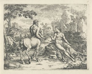 Ocyrhoë voorspelt het lot van Chiron en Asclepius door Willem Van Mieris