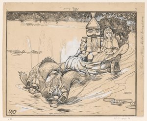Notenkraker en Marie in een schelpwagen