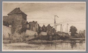 Gezicht op de haven van Leerdam door Willem Wenckebach