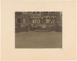 Achtergevels van de Voorstraat 463, 461 en 459 in Dordrecht door Willem Witsen (signed by artist)