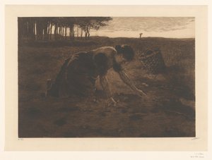 Geknielde aardappelrooister door Willem Witsen (signed by artist)