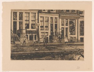Gezicht op huizen aan de Oude Waal in Amsterdam door Willem Witsen (signed by artist)