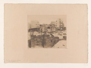 Gezicht op ruïnes in Post Street, San Francisco door Willem Witsen (signed by artist)