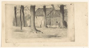 Bomen bij een huis door Willem Arnoldus Witsen