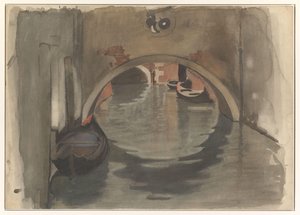 Gezicht onder een boogbrug te Venetië door Willem Arnoldus Witsen
