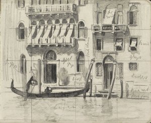 Huizen met zonwering over de balkons aan het Canal Grande te Venetië door Willem Arnoldus Witsen