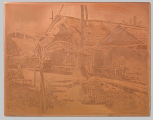 In de kampong, pisangboom op de voorgrond door Willem Arnoldus Witsen