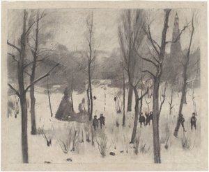 Kinderen tussen bomen in de sneeuw door Willem Arnoldus Witsen