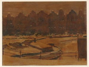 Pakhuizen aan een Amsterdamse kade in de sneeuw door Willem Arnoldus Witsen