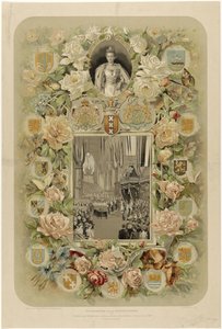 Ter herinnering aan de Plechtige Kroning van H.M. Koningin Wilhelmina, in de Nieuwe Kerk te Amsterdam - 6 September 1898 door Willem Zwart