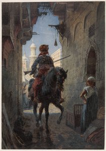 Turkse ruiter in een stad