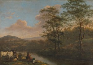 Italiaans landschap met rustende herder