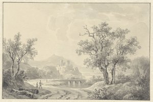 Landschap met ruïne in het verschiet