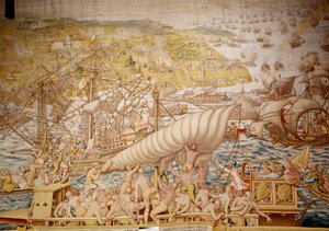 Verovering van Tunis door keizer Karel V: het beleg van Golette in 1535 (detail) door Willem de Pannemaker