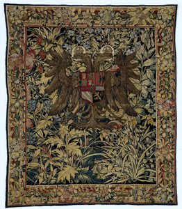 Wandtapijt met het wapen van keizer Karel V door Willem de Pannemaker