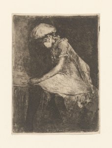 Lezend meisje (en profil) door Willem de Zwart (signed by artist)
