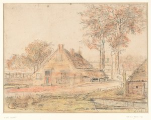 Boerderij in een landschap door Willem de Zwart