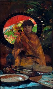 Meisje met Japanse parasol