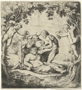 Drinkende Bacchus door Willem van Haecht (II)