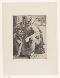 Jager met hond door Willem van Konijnenburg (signed by artist)