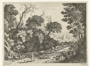 Herders met de kudde door Willem van Nieulandt (II)