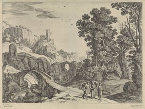 Landschap met de Emmaüsgangers door Willem van Nieulandt (II)