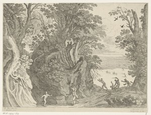 Landschap met een gewapende overval door Willem van Nieulandt (II)