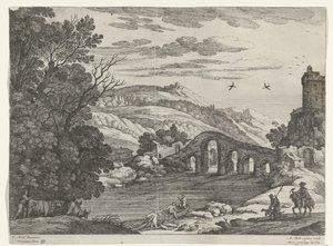 Landschap met een rivier door Willem van Nieulandt (II)