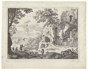 Landschap met een ruïne door Willem van Nieulandt (II)
