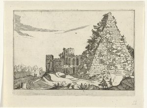 Piramide van Gaius Cestius door Willem van Nieulandt (II)