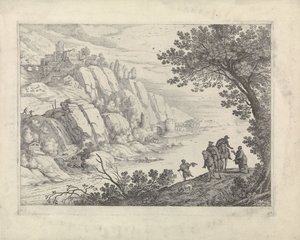 Ruiters en bedelaars in een landschap