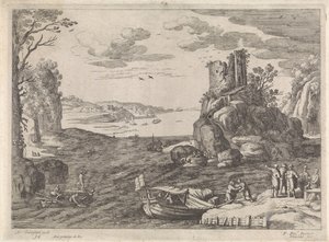 Verschillende schepen in een baai door Willem van Nieulandt (II)