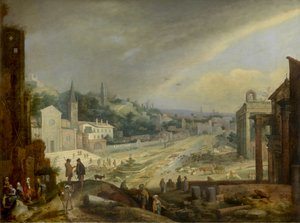 Uitzicht op het Campo Vaccino, Rome door Willem van Nieulandt
