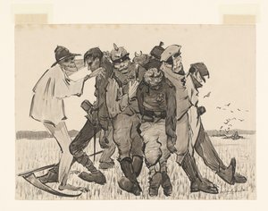 Oogst 1918. Moderne korenschoof door Willem van Schaik (signed by artist)