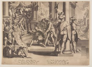 Allegorie van rechtvaardigheid, heiligheid van de wet, plaat 12 uit Tronen van rechtvaardigheid (Thronus Iustitiae)